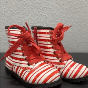 Red and White Striped LITA Boots 7c